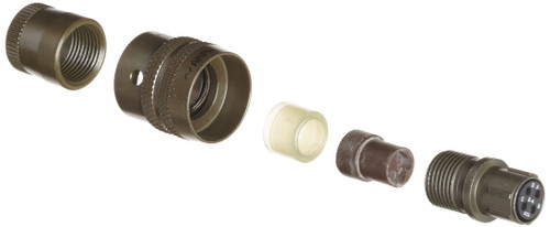 Industrial PT06E-8-4S Circular Connector Socket, Environmental Resisting, Bayonet Coupling, Solder Termination, Straight Plug, 8-4 Insert Arrangement, 8 Shell Size, 4 Contacts