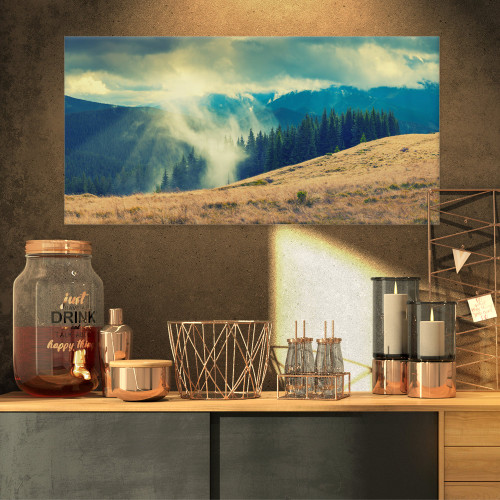 PT8483-32-16 Blue Forest in Fog-Landscape Photo Canvas Print-32x16, 32x16, Red PT8483-32-16 Blue Forest in Fog-Landscape Photo Canvas Print-32x16, 32x16, Red