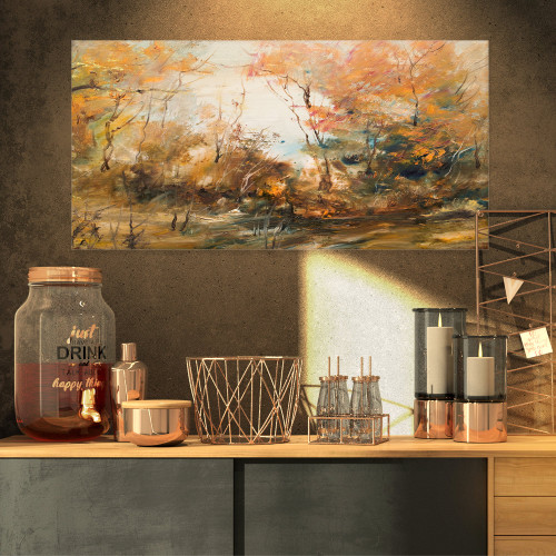 PT8512-32-16 Forest in Autumn Oil Landscape Painting Canvas Print-32x16, 32x16, Yellow PT8512-32-16 Forest in Autumn Oil Landscape Painting Canvas Print-32x16, 32x16, Yellow