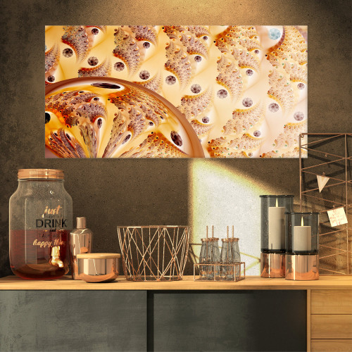 PT12115-32-16 Light Brown Fractal Flower Design Oversized Abstract Canvas Art, 32x16 PT12115-32-16 Light Brown Fractal Flower Design Oversized Abstract Canvas Art, 32x16