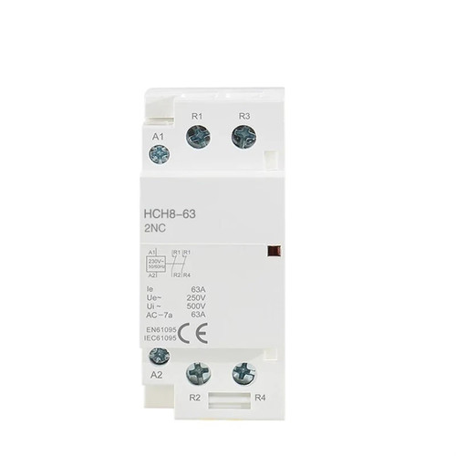 HCH8-63 Modular Contactor 2P 63A 2NO Or 2NC 1NO1NC 220V Automatic Household Contactor Din Rail Type 1Pcs (Color : 2P 63A 1NO1NC AC110V)