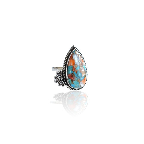 Oyster Copper Turquoise Ring, 925 Sterling Silver Ring, Vintage Ring , Handmade Ring, Birthday Gift, Daily Wear Ring, Boho and Hippie, Ring, Turquoise Ring, Turquoise Jewelry- TQ-42 (9 US)