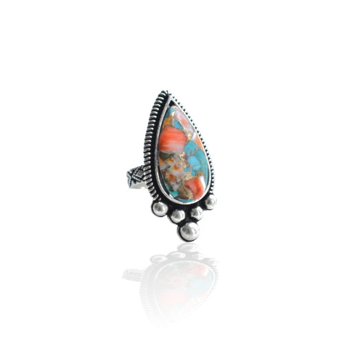 Oyster Copper Turquoise Ring, 925 Sterling Silver Ring, Vintage Ring , Handmade Ring, Birthday Gift, Daily Wear Ring, Boho and Hippie, Ring, Turquoise Ring, Turquoise Jewelry- TQ-47 (8 US)