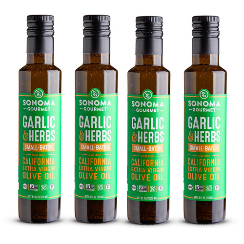 : Garlic & Herbs Flavored Olive Oil | 100% California Extra Virgin Olive Oil | 8.5 FL OZ (Pack of 4) : Garlic & Herbs Flavored Olive Oil | 100% California Extra Virgin Olive Oil | 8.5 FL OZ (Pack of 4)