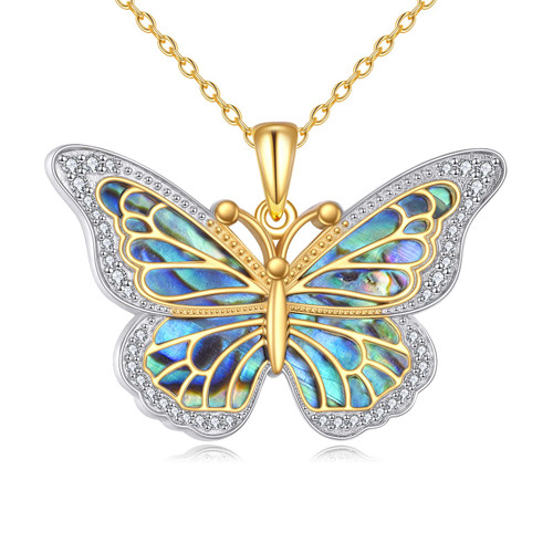 Butterfly Necklace 925 Sterling Silver Gold Butterfly Pendant Abalone Shell Jewelry Gift for Women Girls Mom Daughter Butterfly Necklace 925 Sterling Silver Gold Butterfly Pendant Abalone Shell Jewelry Gift for Women Girls Mom Daughter