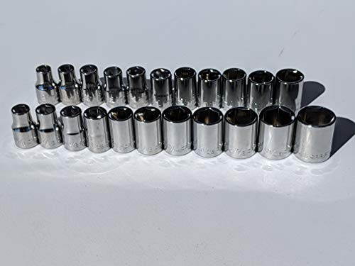 Craftsman 22 Pc SAE and MM Standard Metric 1/2 Drive 6 Point Shallow Socket Set