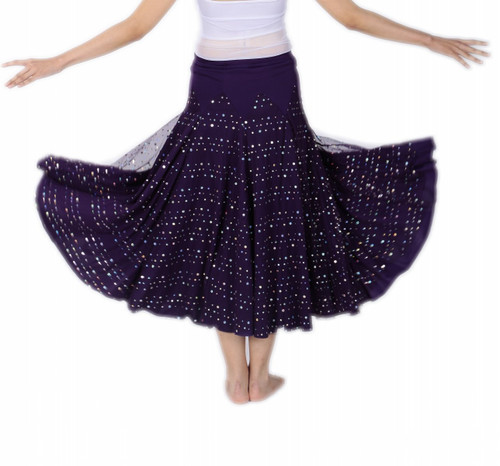 Ballroom Dancing Waltz Dance Salsa Tango Swing Skirt for Women Purple, One Size