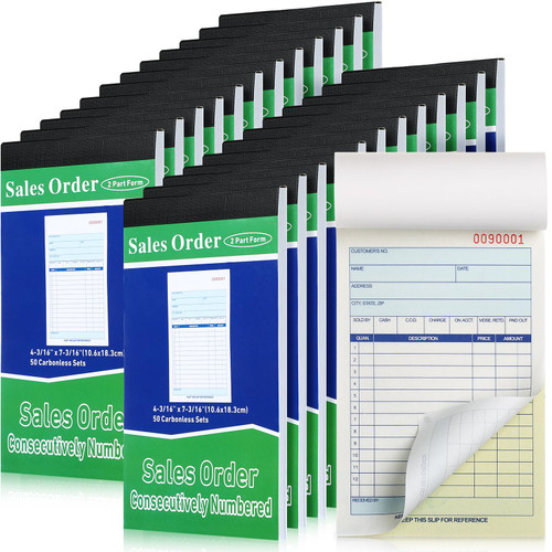 Pads Sales Order Book 2 Part Carbonless (White/Canary Yellow) Receipt Books with Carbon Copies Cover Receipt Form Invoice 50 Sets Per Book (4.18 x 7.2 Inch/ 10.6 x 18.3 Cm)(24 Pads) Pads Sales Order Book 2 Part Carbonless (White/Canary Yellow) Receipt Books with Carbon Copies Cover Receipt Form Invoice 50 Sets Per Book (4.18 x 7.2 Inch/ 10.6 x 18.3 Cm)(24 Pads)