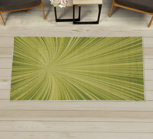 Abstract Art Decorative Rug, Vortex Design with Fireworks Celebration Inspired Concentric Stripes, Quality Carpet for Bedroom Dorm and Living Room, 2' 3" X 3' 9", Apple Green