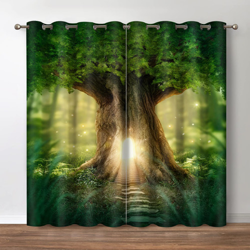 Green Big Tree Blackout Curtains - Sunshine Tree Holes and Green Meadow Grass Steps Print Darkening Curtain Decor Bedroom Home Living Room Grommet Window Drapes 2 Panel Set, 42"x63" Green Big Tree Blackout Curtains - Sunshine Tree Holes and Green Meadow Grass Steps Print Darkening Curtain Decor Bedroom Home Living Room Grommet Window Drapes 2 Panel Set, 42"x63"