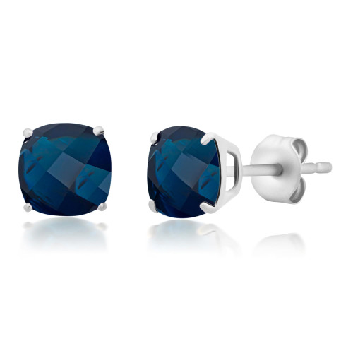 925 Sterling Silver 6mm Cushion Cut December Birthstone London Blue Topaz Stud Earrings for Women 925 Sterling Silver 6mm Cushion Cut December Birthstone London Blue Topaz Stud Earrings for Women