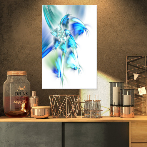 PT11921-16-32 Blue and Green Fractal Flower Large Floral Canvas Art Print, 16x32 PT11921-16-32 Blue and Green Fractal Flower Large Floral Canvas Art Print, 16x32