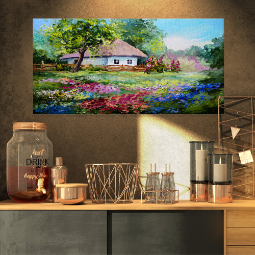 PT8506-32-16 House in The Village Oil Painting-Landscape Canvas Art Print-32x16, 32x16 PT8506-32-16 House in The Village Oil Painting-Landscape Canvas Art Print-32x16, 32x16