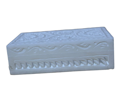 Vintage Onyx Marble Alabaster Lid Hinged Trinket Jewelry Box 6x4 inch | Decorative Treasure Box With Engraved Art Box Storage For Jewelry Memento Holder for Miscellaneous (Style A)