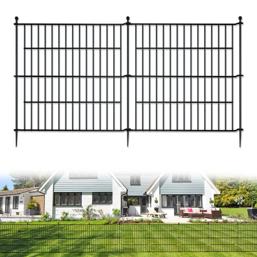 5 Panels No Dig Garden Fence for Outdoor Yard Decorative, 24 in(H) X 10 ft(L) Animal Barrier Fencing Rustproof Metal Wire Panel Border for Dog, Rabbits, and Patio Temporary Ground Stakes 5 Panels No Dig Garden Fence for Outdoor Yard Decorative, 24 in(H) X 10 ft(L) Animal Barrier Fencing Rustproof Metal Wire Panel Border for Dog, Rabbits, and Patio Temporary Ground Stakes