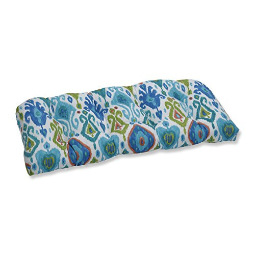 Pillow Perfect Outdoor | Indoor Paso Caribe Wicker Loveseat Cushion, Blue, 44 X 19 X 5