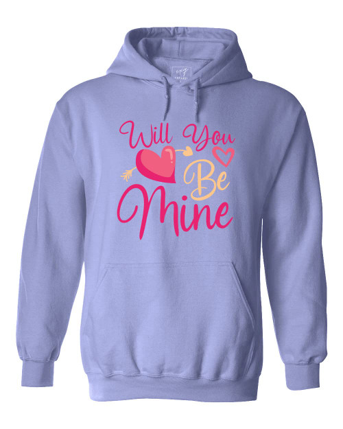 Will You Be Mine Hoodie, Couple Hoodie, Heart Hoodie, Be Mine Hoodie, Valentine's Day Hoodie, Valentine Day's Gift, Couple Gift, Lover Gift - Violet - Unisex Large