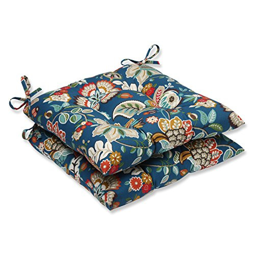 Pillow Perfect Outdoor Telfair Wrought Iron Seat Cushion, Peacock, Set of 2