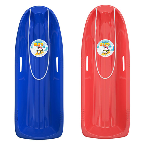 47 Inch Snow Sled Durable Downhill Sprinter Toboggan for Adults 2 Pack(Blue and Red)