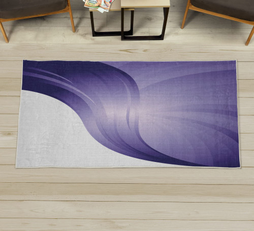Contemporary Decorative Rug, Spiraling Stripes with Monochrome Tones Modern Art Inspirations Abstract, Quality Carpet for Bedroom Dorm and Living Room, 2' X 5', Blue Violet