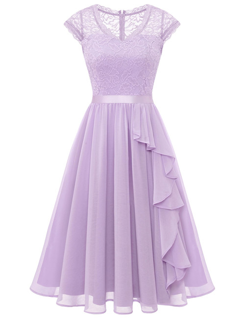 Lavender Juniors Short Prom Dress, Floral Lace Bridesmaid Dress Cap Sleeve Swing Cocktail Party Dress Chiffon Ruffle V Neck Wedding Guest Dresses WT0212LavenderM Lavender Juniors Short Prom Dress, Floral Lace Bridesmaid Dress Cap Sleeve Swing Cocktail Party Dress Chiffon Ruffle V Neck Wedding Guest Dresses WT0212LavenderM