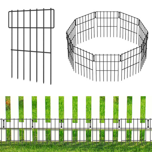 25 Pack Animal Barrier Fence, 16.7 in(H) X 25 Ft(L) Dog Barrier Fence, Rustproof Metal Wire Panel Garden Border Fence, Dog Rabbits Ground Stakes Fence for Garden. 25 Pack Animal Barrier Fence, 16.7 in(H) X 25 Ft(L) Dog Barrier Fence, Rustproof Metal Wire Panel Garden Border Fence, Dog Rabbits Ground Stakes Fence for Garden.