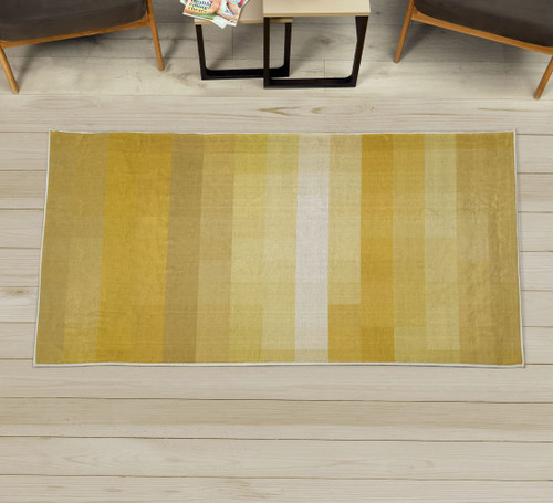 Palette Decorative Rug, Abstract Vortex Swirls and Shapes Pattern Vibrant Pastel Color Gradients, Quality Carpet for Bedroom Dorm and Living Room, 2' X 5', Mustard White