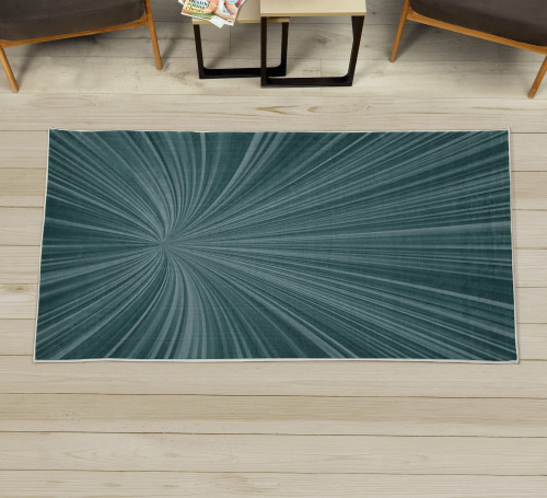 Abstract Art Decorative Rug, Vortex Design with Fireworks Celebration Inspired Concentric Stripes, Quality Carpet for Bedroom Dorm and Living Room, 2' X 5', Cadet Blue