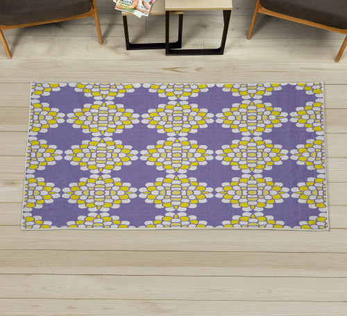 Floral Decorative Rug, Abstract Horizontal Lines Geometric Bold Thin Stripes Ocean Themed Illustration, Quality Carpet for Bedroom Dorm and Living Room, 2' X 5', Blue Violet