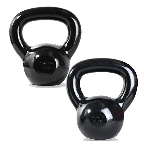 CAP Barbell SDK2S-35 Cap Cast Iron Kettlebell Bundle, 15 + 20 Lb Kettlebells, 35 lb Set
