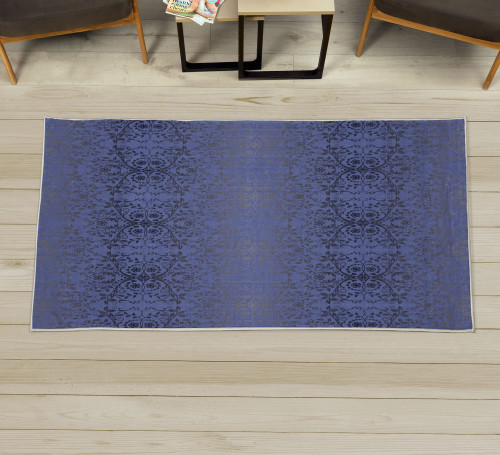 Floral Decorative Rug, Victorian Lace Flowers and Leaves Retro Background Old Fashioned Graphic, Quality Carpet for Bedroom Dorm and Living Room, 2' X 5', Dark Violet
