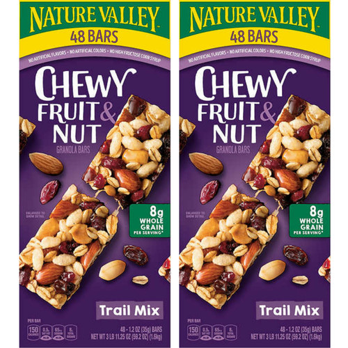 Nature Valley Chewy Granola Bars, Trail Mix Fruit & Nut, 48 CT (2PK) with Health & Outdoors Packaging (96 Total Bars)