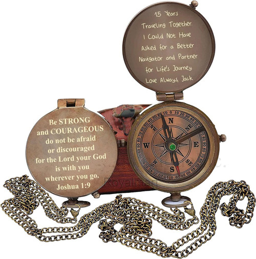 Brass Compass Engraved Gift for Son, Grandson, Daughter, Baptism, Confirmation Communion Godson Church Graduation Day (Personalized)