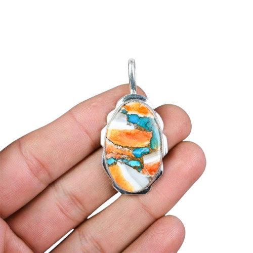 Oyster Copper Turquoise Necklace, Handmade Pendant, 925 Silver Pendant, December Birthstone, Minimalist Silver Pendant, Unique Necklace Women, Turquoise Stone Pendant, Gift For Mother