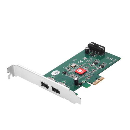 Dual Profile 2-Port FireWire 400 PCIe Card, PCIe 1.1 x1 to Dual 6-pin 1394a Port, 400Mbps, TI XIO2213BZAY Chipset, for Windows & Mac, Dual-Profile Brackets (NN-E20211-S1)