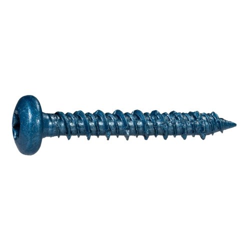 1/4" x 1-3/4" TorqueMaster Blue Ruspert Star Drive Pan Head Masonry Screws, 100 Pieces, Concrete Screws, Rust Resistance, for Exterior & Lumber Applications, Durable Alloy Steel