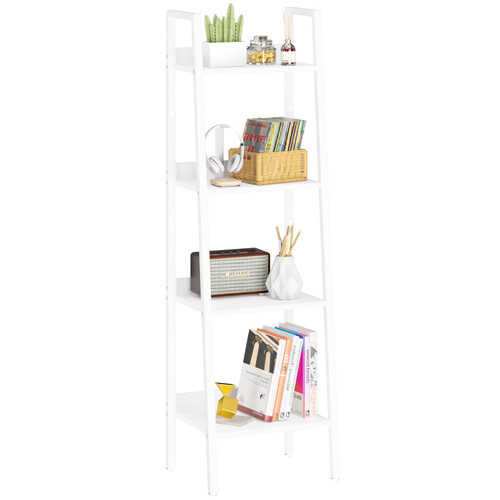 Ladder Shelf, 4 Tier Tall Ladder Bookshelf Corner Shelf, Industrial Book Shelf Ladder Bookcase Narrow, Standing Storage Shelves Display Shelf for Bedroom Living Room Office Kitchen Bathroom