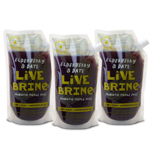 Probiotic Pickle Juice - 58.5 Ounces | 3 Pack Bundle of LiveBrine Elderberry & Date Pickle Juice with Natural Probiotics and Digestive Enzymes for Gut Health - 39 Pickle Shots Probiotic Pickle Juice - 58.5 Ounces | 3 Pack Bundle of LiveBrine Elderberry & Date Pickle Juice with Natural Probiotics and Digestive Enzymes for Gut Health - 39 Pickle Shots
