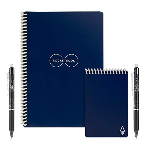 Rocketbook Everlast Executive and Mini Wirebound Notebook with 2 Pilot FriXion pens and 2 microfiber cloths, Midnight Blue (EVR EM K CDF)