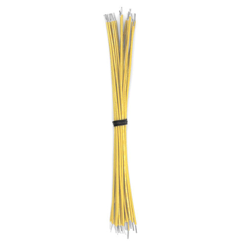 Cut & Stripped Wire, 20 AWG PTFE, Stranded, Yellow 12" Leads - 25 Pieces