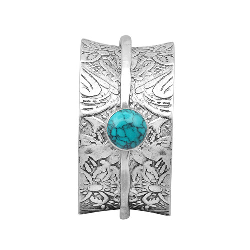 Spinner Ring with Turquoise 925 Sterling Silver Fidget Band Meditation Ring for Men Women Anxiety Stress Relieving Size 8