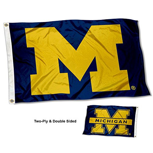 College Flags and Banners Co. Michigan Wolverines Dual Logo Double Sided Flag