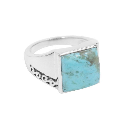 Ring For Men, Turquoise Mens Ring, Sterling Silver Ring, Statement Ring, Square Arizona Turquoise Silver Ring, Handmade Ring for Him (9)