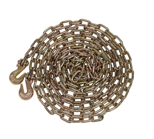1/4"x20 Feet Transport Binder Chain Grade 70 w/Clevis Grab Hook - 12600 LBS Breaking Strength Binder Tie Down Chains w/Hooks for Flatbed Trailer Truck Load Towing - Gold Chromate