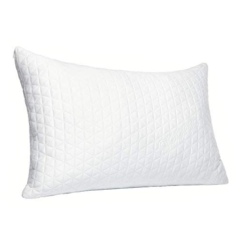 Adoric Pillows for Sleeping - Shredded Memory Foam Pillow - Adjustable Loft Bed Pillow with Bamboo Cooling Washable Removable Cover (1 Pack - Standard)