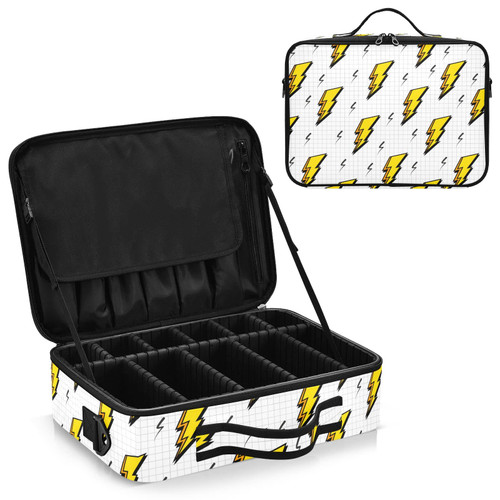 Lightning Bolts Travel Makeup Bag, Makeup Bags for Women, Travel Makeup Train Case, Professional Cosmetic Case Organizer Portable Artist Storage Bag for Cosmetics Makeup Lightning Bolts Travel Makeup Bag, Makeup Bags for Women, Travel Makeup Train Case, Professional Cosmetic Case Organizer Portable Artist Storage Bag for Cosmetics Makeup