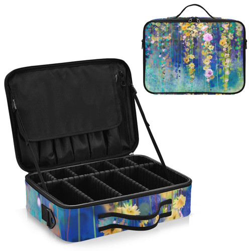 Watercolor Ivy Flower Travel Makeup Bag, Makeup Bags for Women, Travel Makeup Train Case, Professional Cosmetic Case Organizer Portable Artist Storage Bag for Cosmetics Makeup Watercolor Ivy Flower Travel Makeup Bag, Makeup Bags for Women, Travel Makeup Train Case, Professional Cosmetic Case Organizer Portable Artist Storage Bag for Cosmetics Makeup