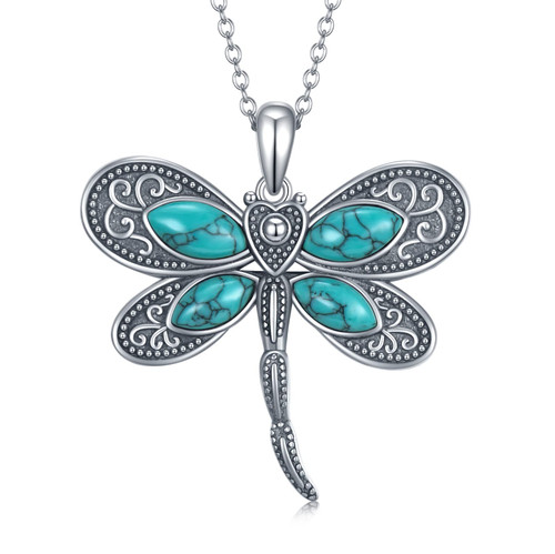 Dragonfly Necklace 925 Sterling Silver Turquoise Dragonfly Pendant Necklace Boho Jewelry Gifts for Women Girls Dragonfly Necklace 925 Sterling Silver Turquoise Dragonfly Pendant Necklace Boho Jewelry Gifts for Women Girls