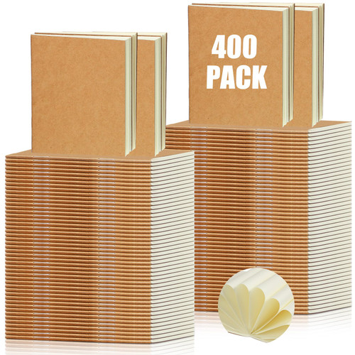 400 Pcs Mini Notebooks Bulk Small Notepad Unlined Kraft Journals Pocket Blank Sketchbooks Kids Students Gifts Back to School Supplies 4 x 4 Inch 24 Sheets