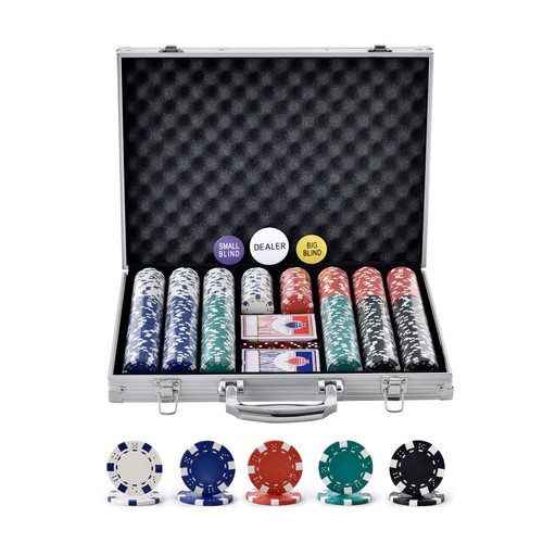 Poker Chip Set, 500-Piece Poker Set, Complete Poker Playing Game Set with Aluminum Carrying Case, 11.5 Gram Casino Chips, Cards, Buttons and Dices, for Texas Hold'em, Blackjack, Gambling